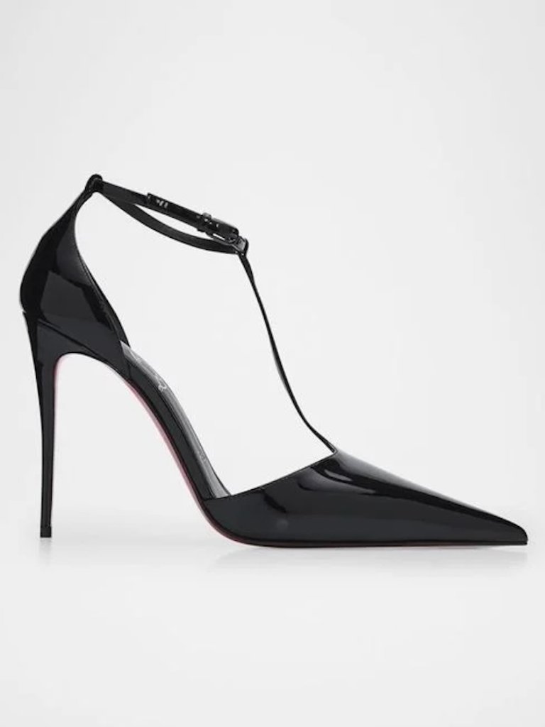 Christian Louboutin Kate Max T Strap 100 Pointed Toe Stiletto Heels Pumps